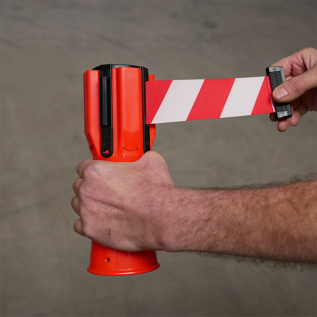Enrouleur à Sangle rouge et blanc - 3 m