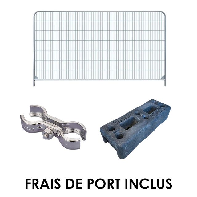 Pack Clôture Maille Anti-Franchissement + Brides + Socles