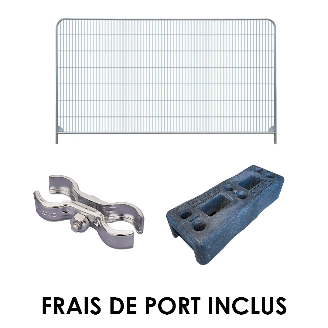 Pack - Lot de Clôtures de chantier Grillagées Arrondies Renforcées avec Maille Anti-Franchissement