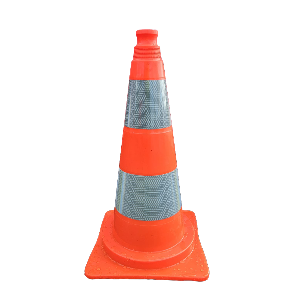Cône de chantier K5A Orange 75 cm - 4 Kg - 2 Bandes Réfléchissantes Classe 2