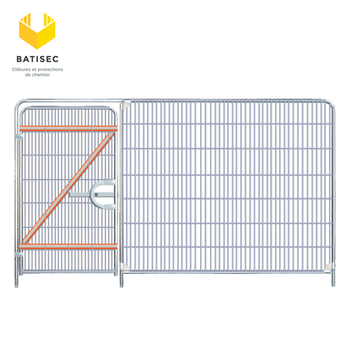Clôture de chantier grillagée avec porte intégrée (dite type heras) BATISEC