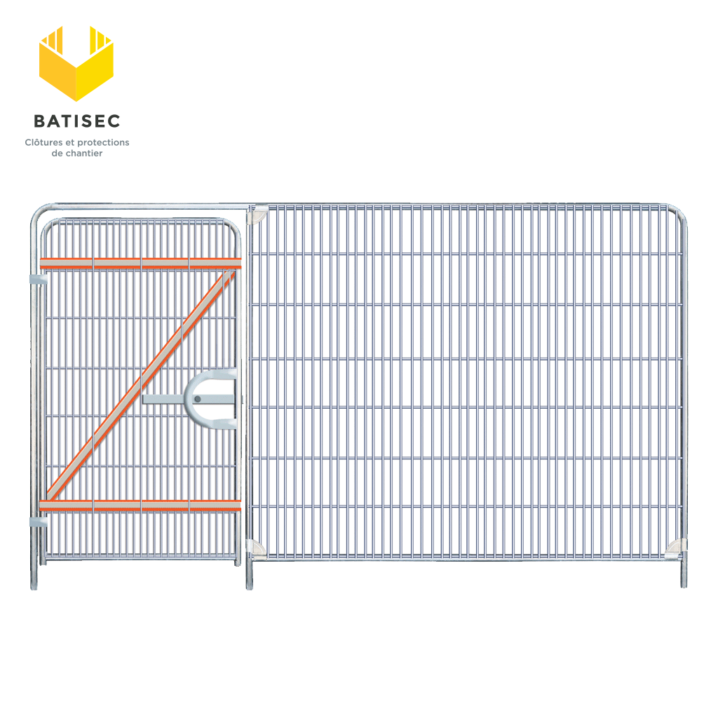 Clôture de chantier grillagée avec porte intégrée (dite type heras) BATISEC